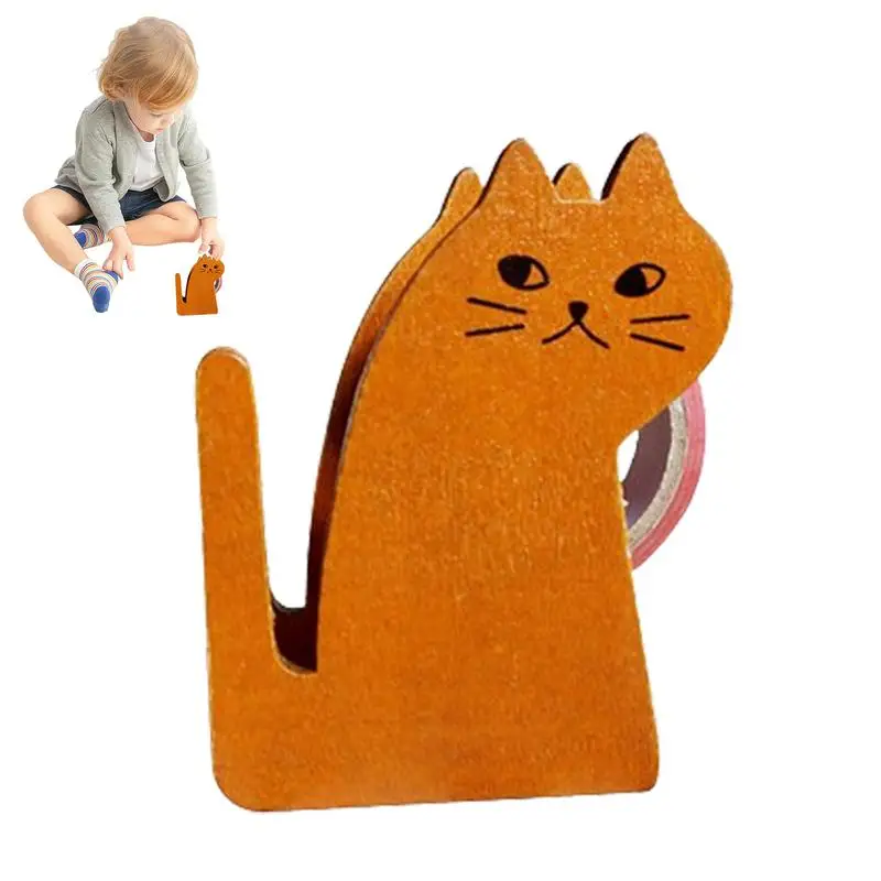 

Desktop Tape Dispensers Cartoon Cat Tape Dispenser In Wood Mail Products Adhesive Tapes Cutters Portable For Living Room