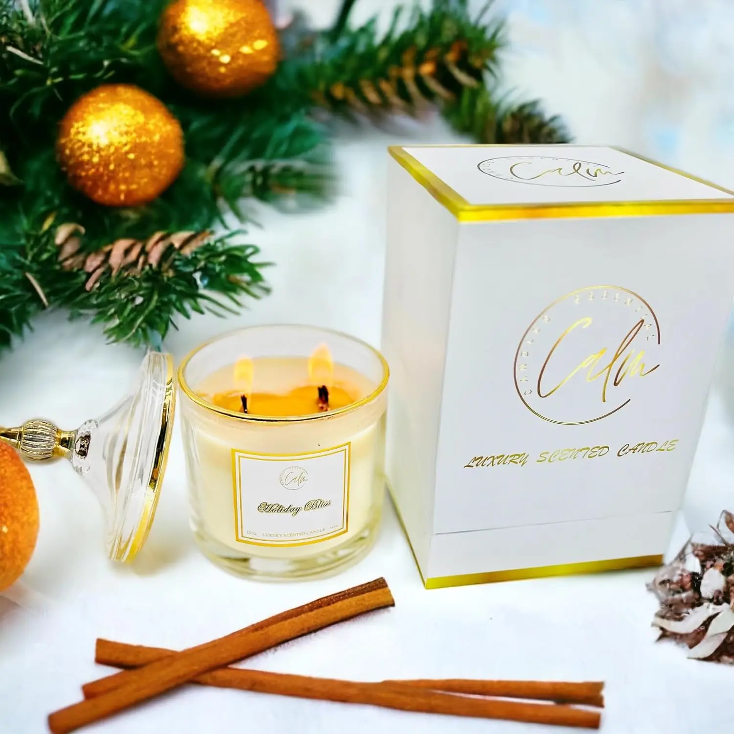 Luxury Wood Wick Soy Wax Christmas Candles Essential & 