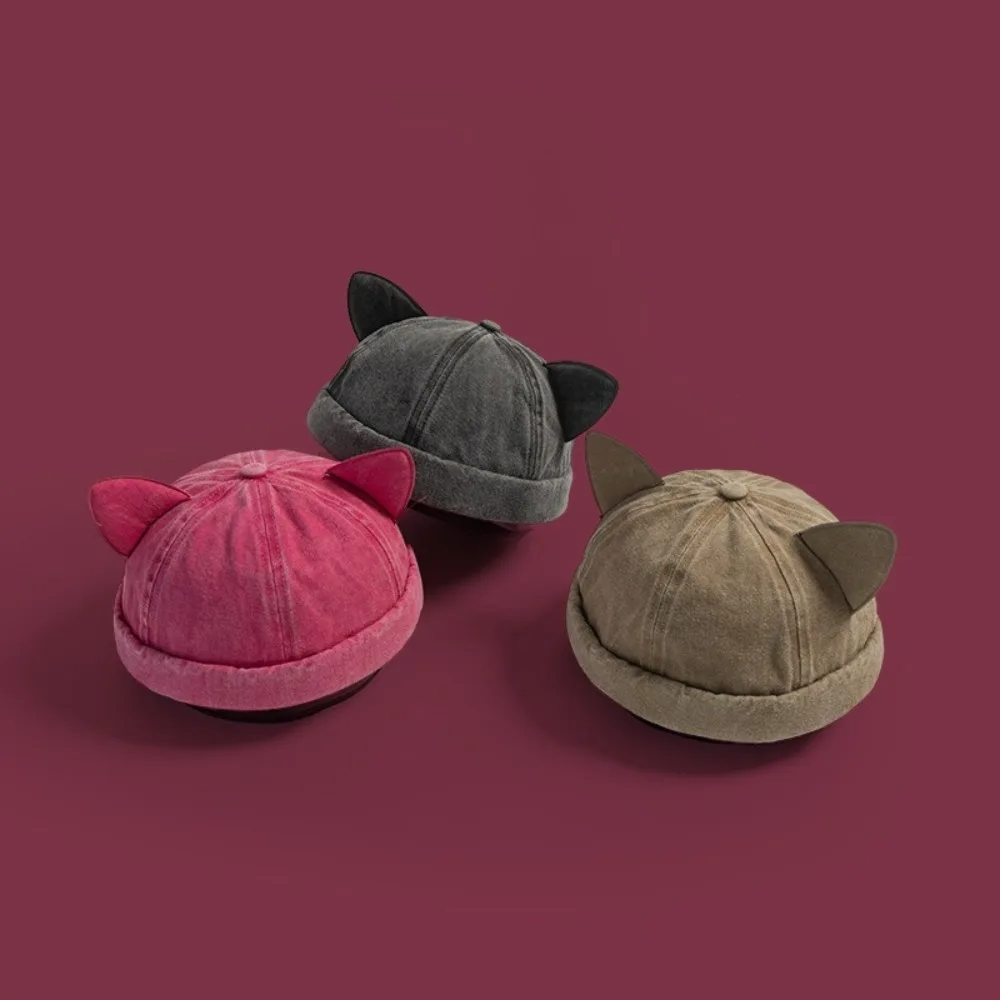 Chic Cat Ears Brimless Cotton Beanie – Unisex Casual Style