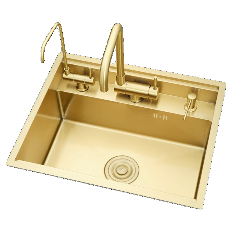 Gold 304 stainless steel island water bar, hidden invisible sink, western kitchen sink, washing basin