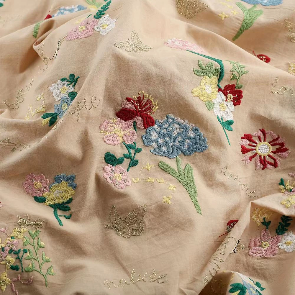 Cotton Cloth Color Flower 3dembroidered Lace Fabric Dress Shirt