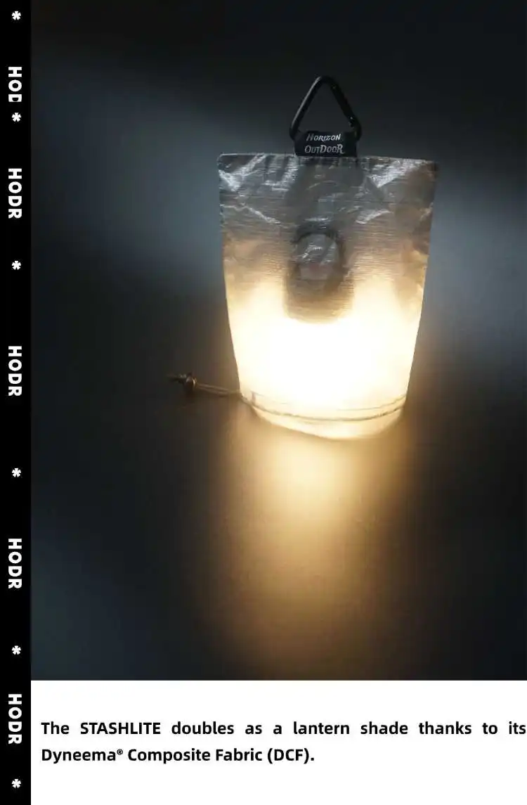 Lantern shade showing headlamp inside creating soft tent lighting