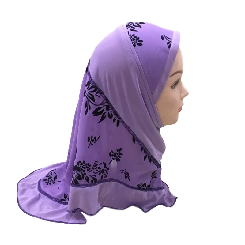 Low Price Beautiful Baby Silk Hijab Prayer Cap Sun Diamond Fit 2-6 Years Old Muslim Kids Instant Pull on Islamic Scarf Headscarf |