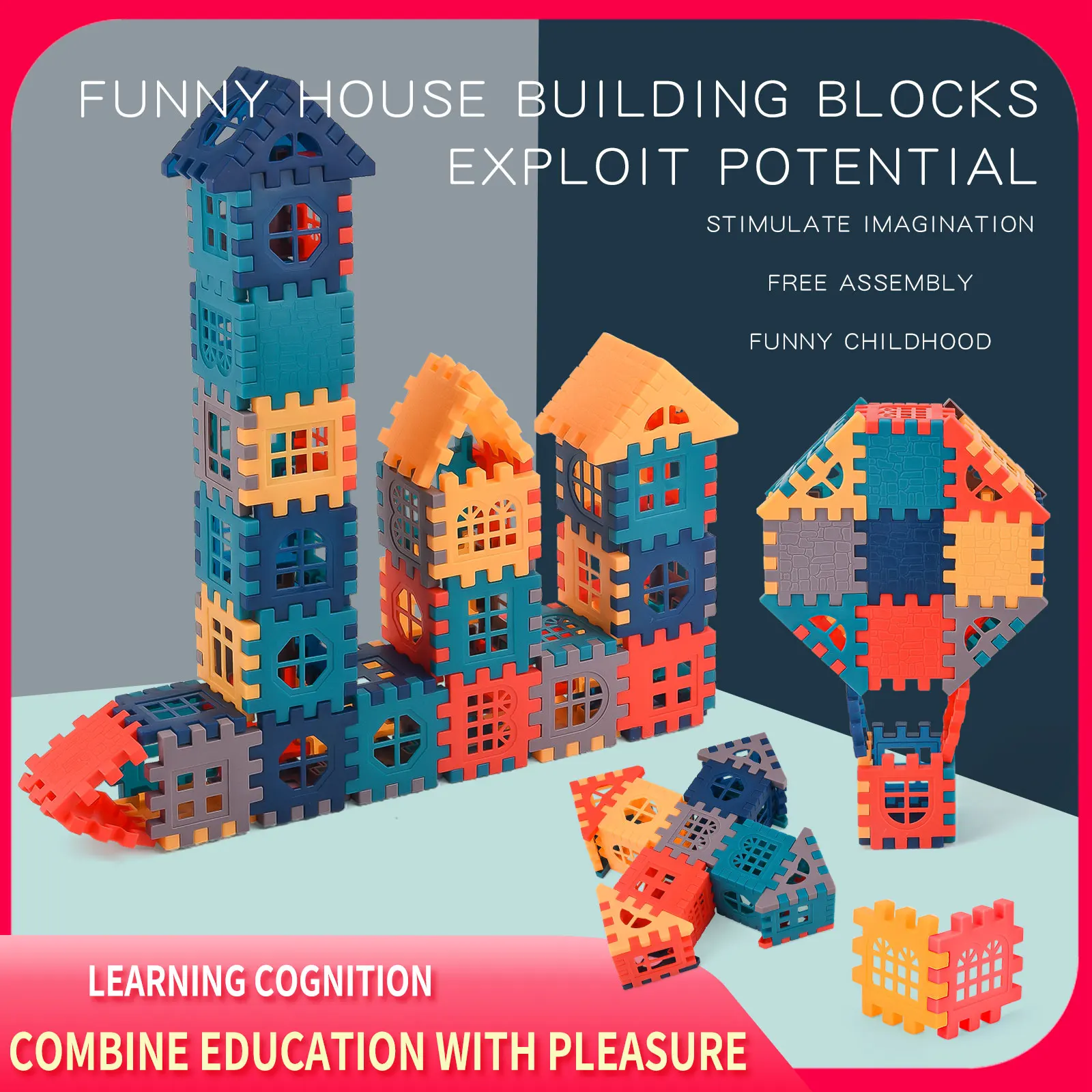 Square Molandi Color Series Of Plastic Building Blocks For Children To Build A House With Diy Toys building blocks toys