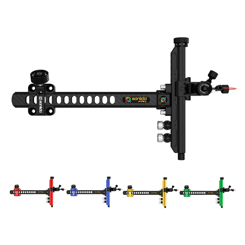 Sanlida Archery X10 Recurve Bow Sight Optical Fiber Pin 9 Inches CNC Carbon Bar Professional Target Shooting Aim Tool