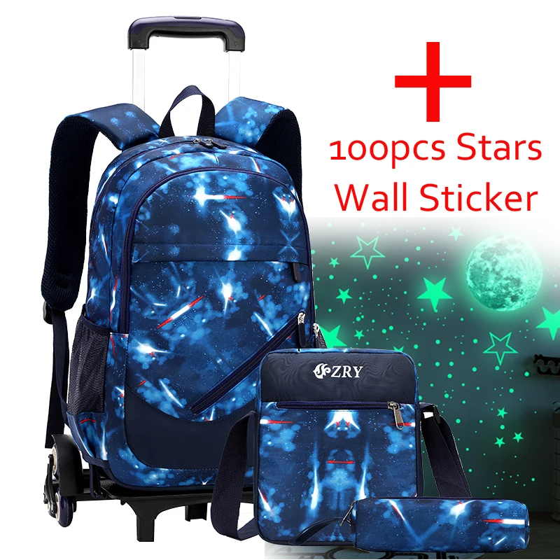 Trolley School Backpack Waterproof Boy School Backpacks Wheels