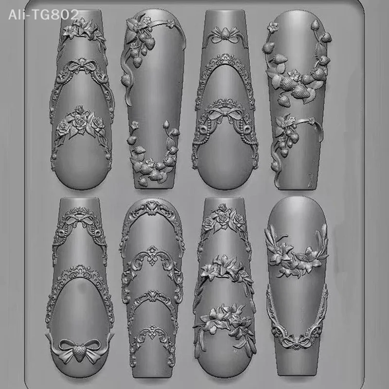 실리콘 3D 네일 아트 리본 몰드 달콤한 나비 장미 꽃 디자인 매니큐어 템플릿 DIY 네일 장식