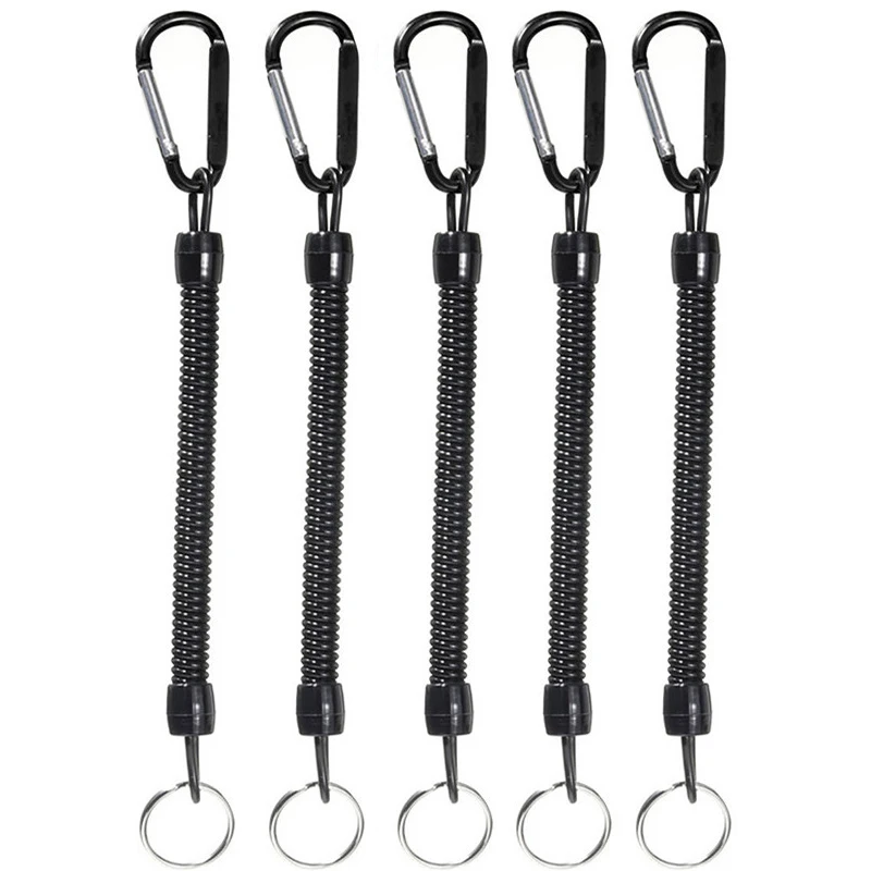 5Pcs Fishing Lanyards with Carabiner Boating Ropes Retention Ropes Holder Pliers Lip Fishing