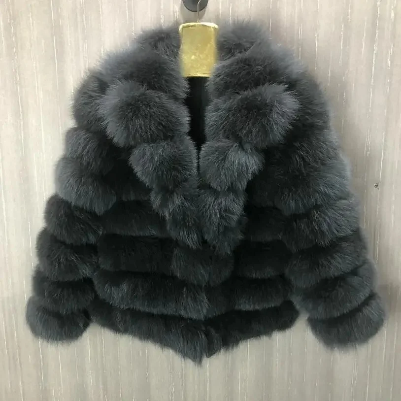 معطف نسائي من الفرو الطبيعي الدافئ مع ياقة للدفء،...