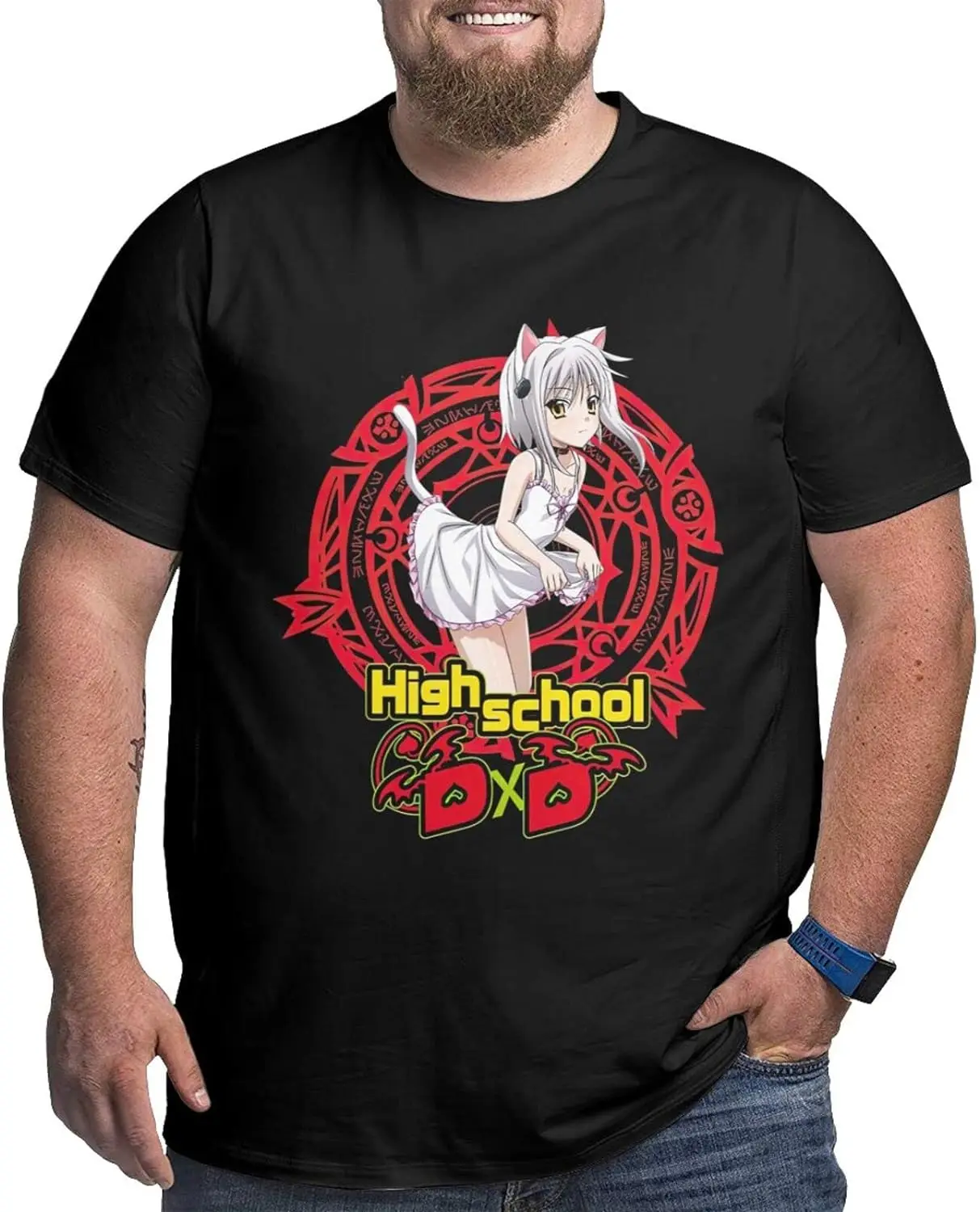 

Manga High School DxD Koneko Shirt Cotton Crew Neck Fashion Large Size Tshirt for Male Black