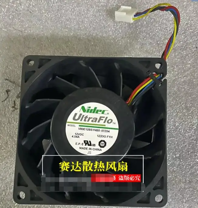 

4-проводной вентилятор охлаждения сервера Nidec V80E12BS1NB5-07Z04 DC 12V 4.54A 80x80x38 мм