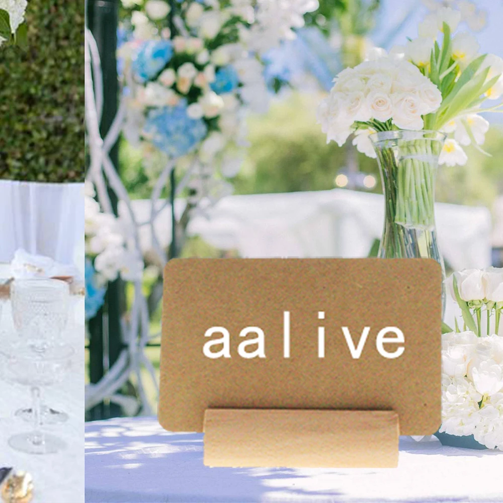 Wood Place Card Holders Wooden Table Number Stands Wedding Sign Rustic Message Name Display Stand Wedding 20/40/60/100PCS place card holders wedding table numbers