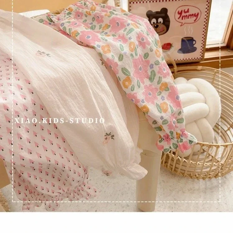 Kids Pants Summer Kids Girls Boys Mosquito-proof Leggings New Fashion Casual Flowers Pants Children Floral Korean Style Loose Clothing 1-6Y girls pants boys pants kids pants