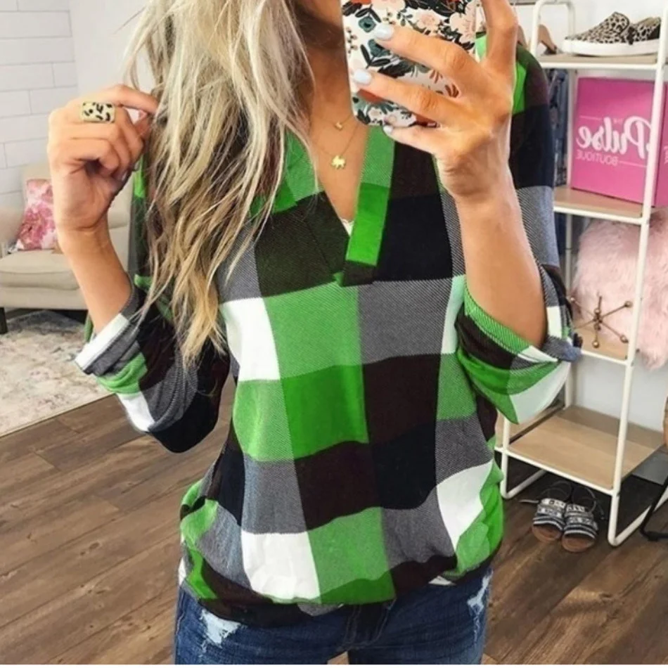 2022 Women Shirts Autumn Casual Plaid Shirt For Women Tops And Blouses Long Sleeve Red Ladies Plaid Shirts 2022 Women Shirts Autumn Casual Plaid Shirt For Women Tops And Blouses Long Sleeve Red Ladies Plaid Shirts