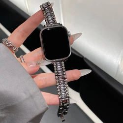 Luxury Diamond Metal Strap for Women - Elegant Watch Bracelet (Black)