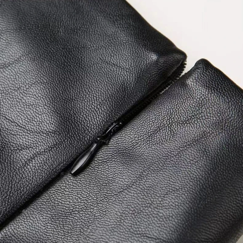 2023 Women High Waist Leather Shorts Autumn Winter A- Line Slim-Fit Wide Leg PU Leather Pants Female fashion Black Boot Pants