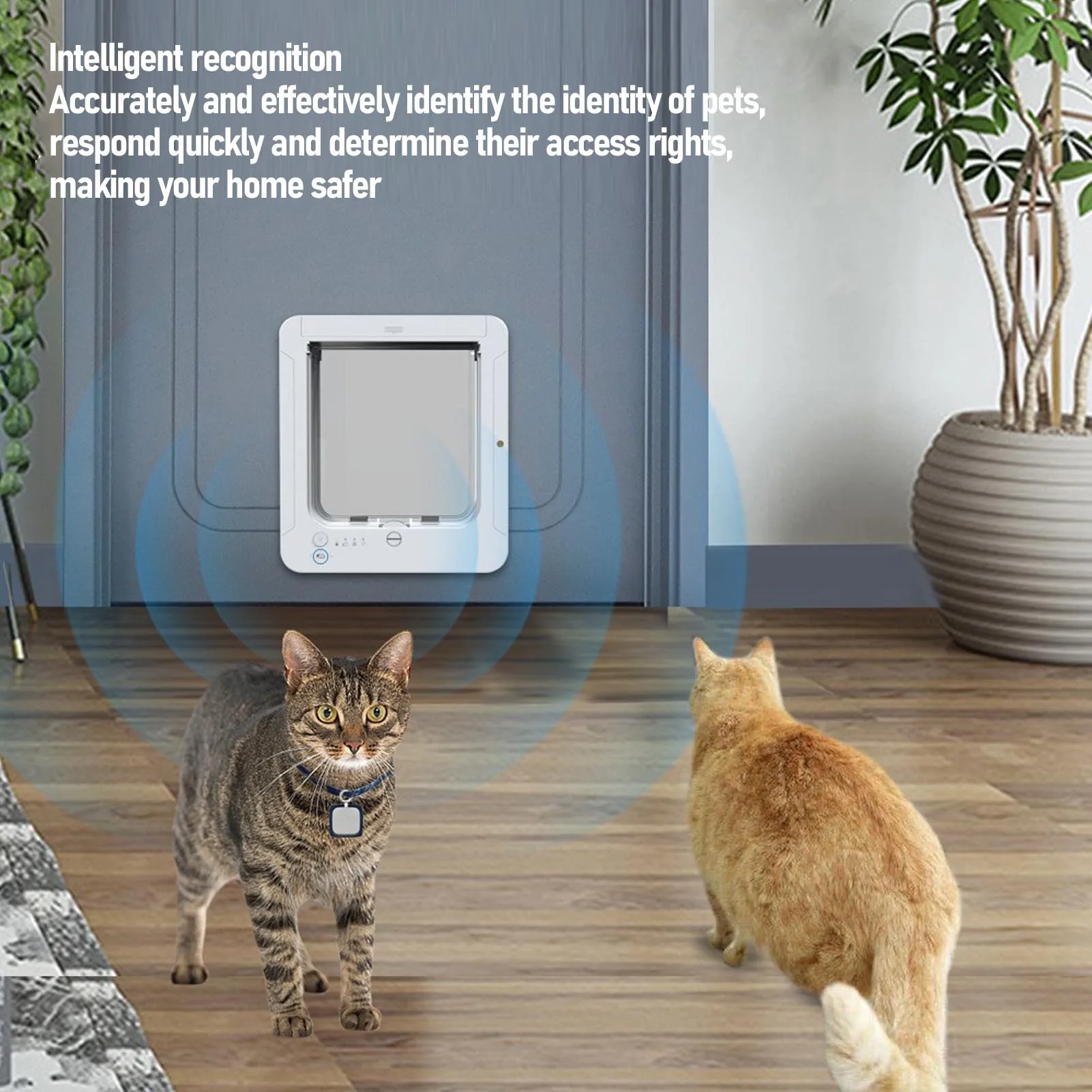 Smart Cat Door Automatic Sensing with Collar Activated Easy Installation Pet Door for Home Automatic Cat Door