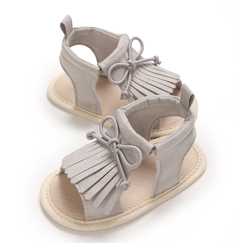Girl Baby Summer Tassel Sandals Soft Non Slip Cloth Sole Baby Walking Shoes Vintage Elegant Children's Shoes 4