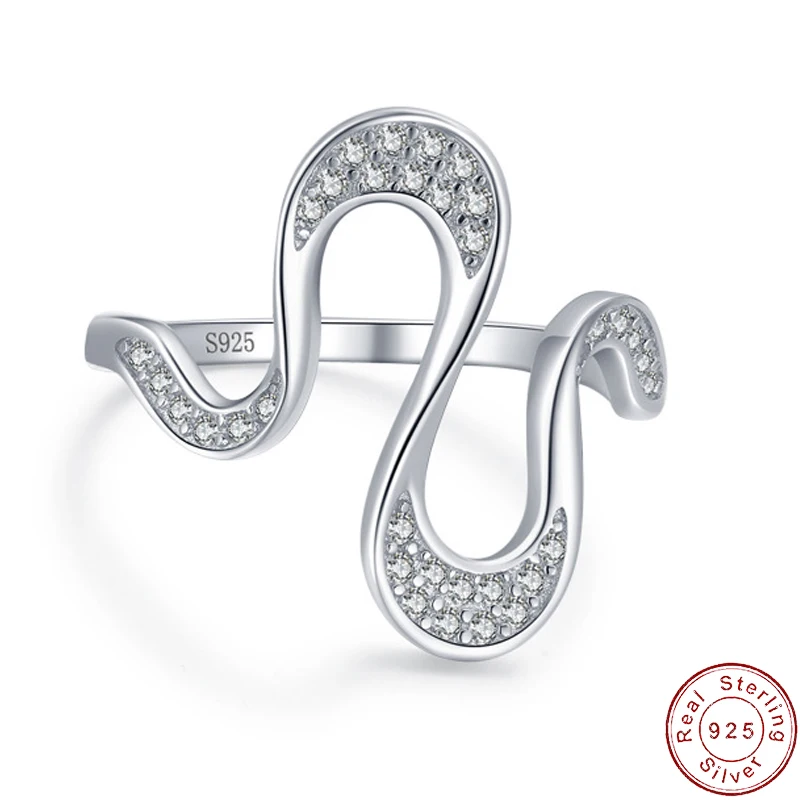 

JIALY Sparkling European Snake Shape AAA CZ 925 Sterling Silver Ring For Women Birthday Party Wedding Gift Jewelry