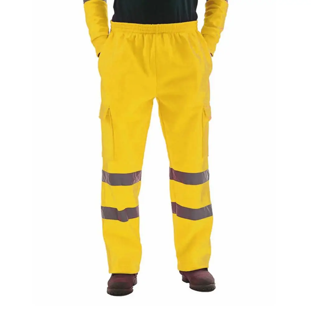 

2021 New Casual Sanitation Worker Men Reflective Strips Trousers Fleece Jogging Pants