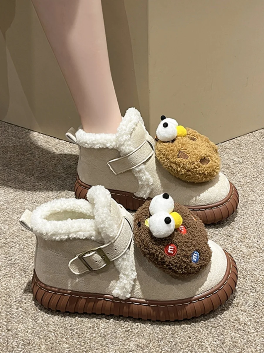 

Женские ботинки на плоской подошве-женская зимняя обувь австралийская обувь с круглым носком 2023 на среднем каблуке для снега Лолита прорезиненная однотонная базовая обувь из искусственной кожи