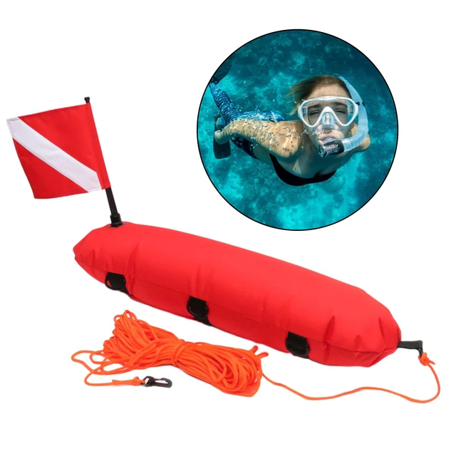 Snorkeling Spearfishing Freediving Buoy Float High Visibility Reflective  Band w/ Line Rope Flag for Free Diving