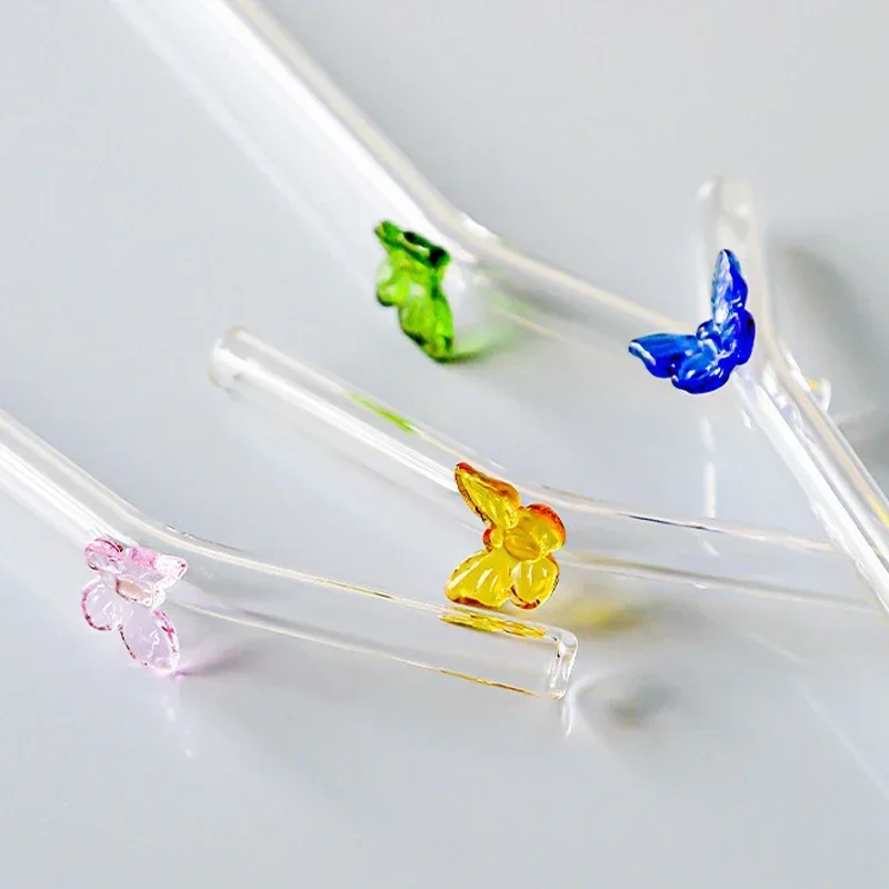 Eco-Friendly Butterfly & Flower Shaped Glass Straw