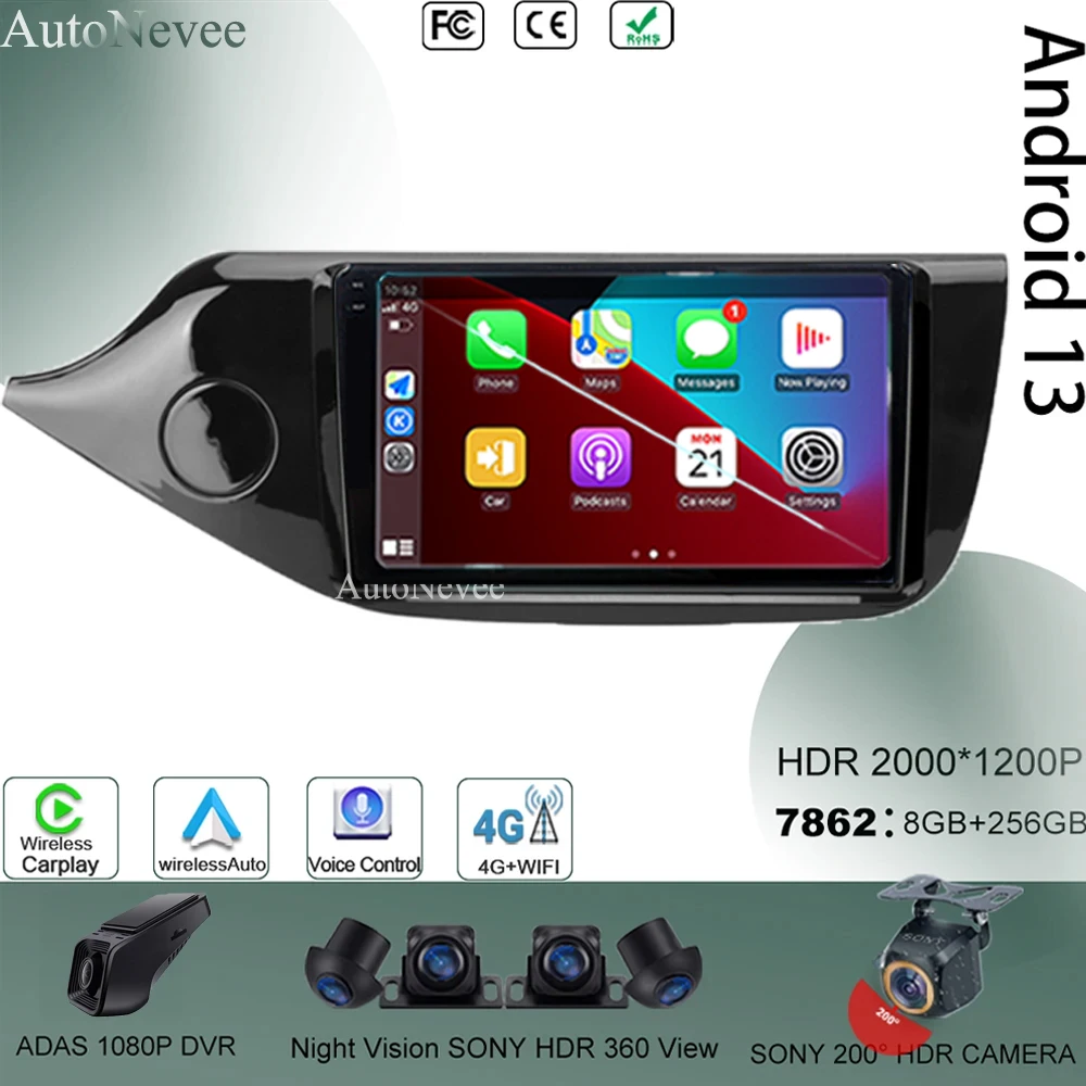 

Touch QLED Screen Android 13 For Kia CEED 2 JD 2016 Car Auto Radio Video Player Stereo Autoradio Navigazione WIFI DVD NO 2DIN
