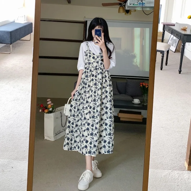 

Womens Long Dress for Vacation Holiday 2024 New Loose Floral Casual Dress Summer Black Beautiful Fashion White Chic Dresses