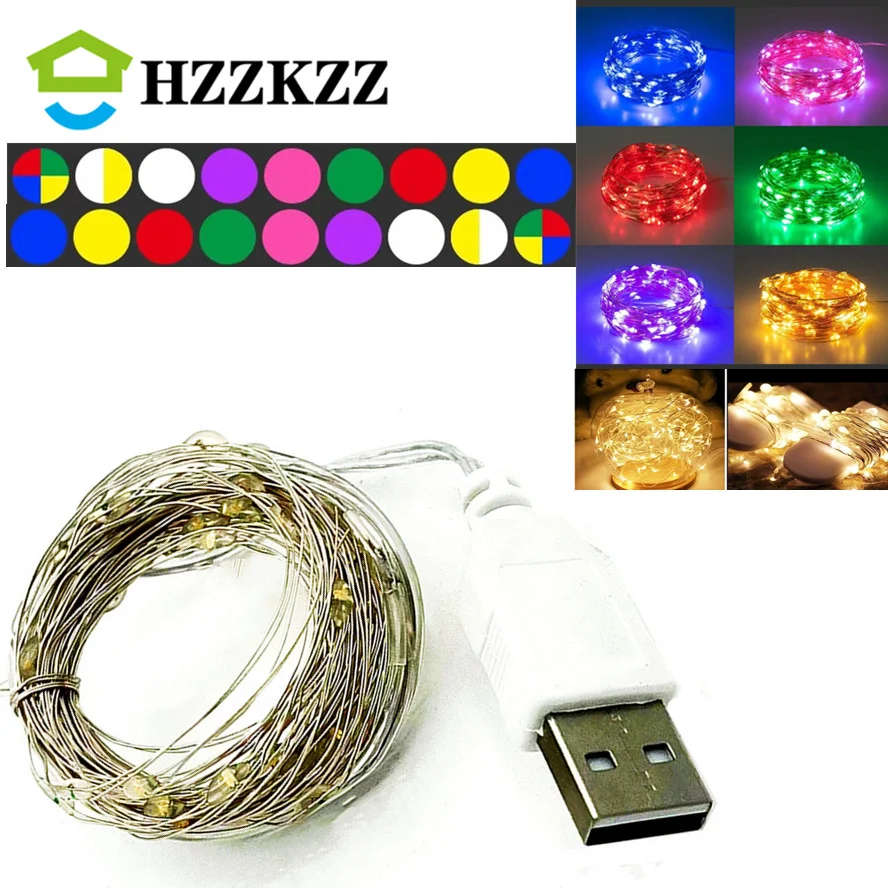 HZZKZZ USB Copper Wire Garland Fairy Lights LED String Lights Outdoor Waterproof for Christmas Wedding Party Home Decorations