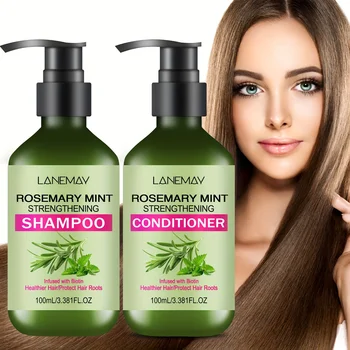 Set shampoo e balsamo rinforzante alla menta al rosmarino da 2 pezzi, idratante con estratto di rosmarino per capelli più sani e più forti