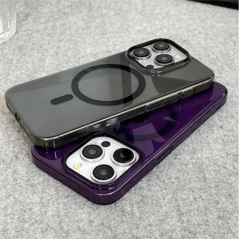 Original Ultra Thin For Magsafe Transparent Case For iPhone17 16 15 14 13 17 Pro Max Magnetic Wireless Charge Glossy Clear Cover