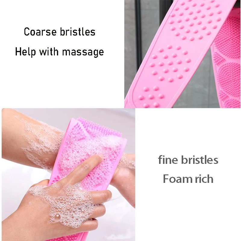 Bath Brushes Body Scrubber Silicone Shower Exfoliating Brush Belt Back  Scrub Massage Cleaner Cleaning Strap Bathroom Accessories - Bath -  AliExpress