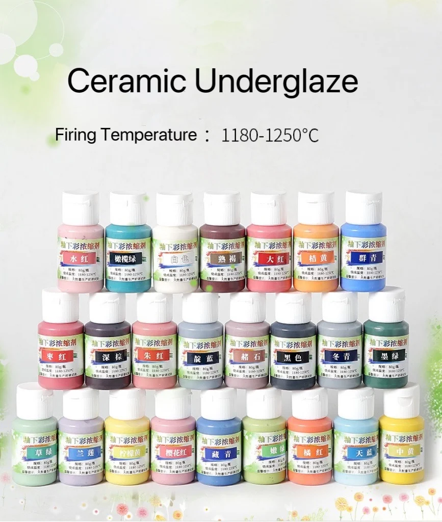 Ceramic Underglaze Pigment, Concentrated Ready to Use Paint Color for Pottery Handmade, Non-toxic, 80g/bottle