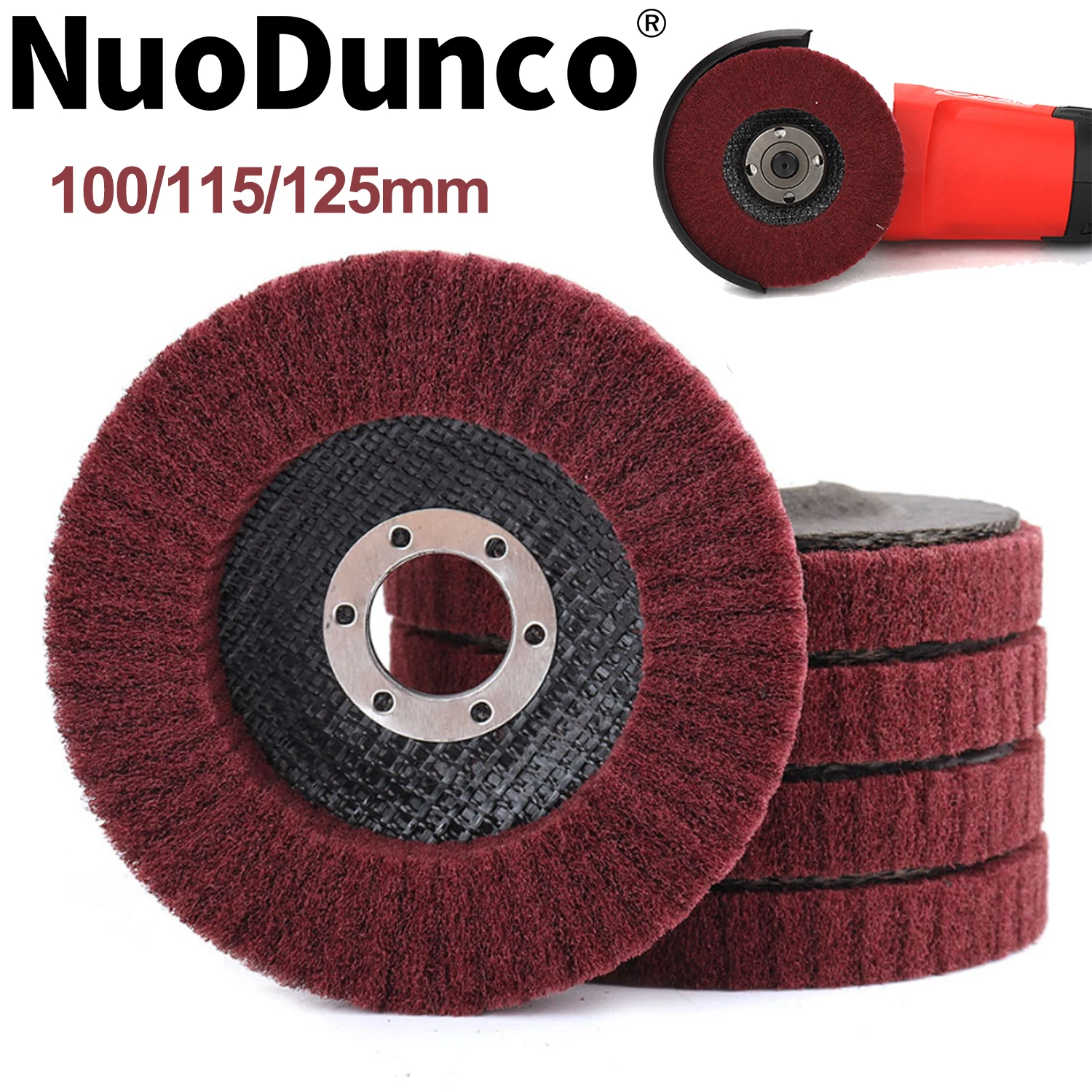 Disque à lamelles en fibre de nylon 100/115/125 mm, roue de polissage, grain 320, tampon abrasif, roue de polissage, outil de polissage pour meuleuse d'angle