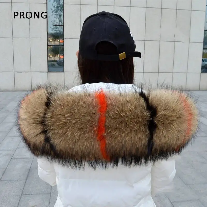 Luxury Large Raccoon Fur Scarf Women Men Parkas Down Jacket Hood