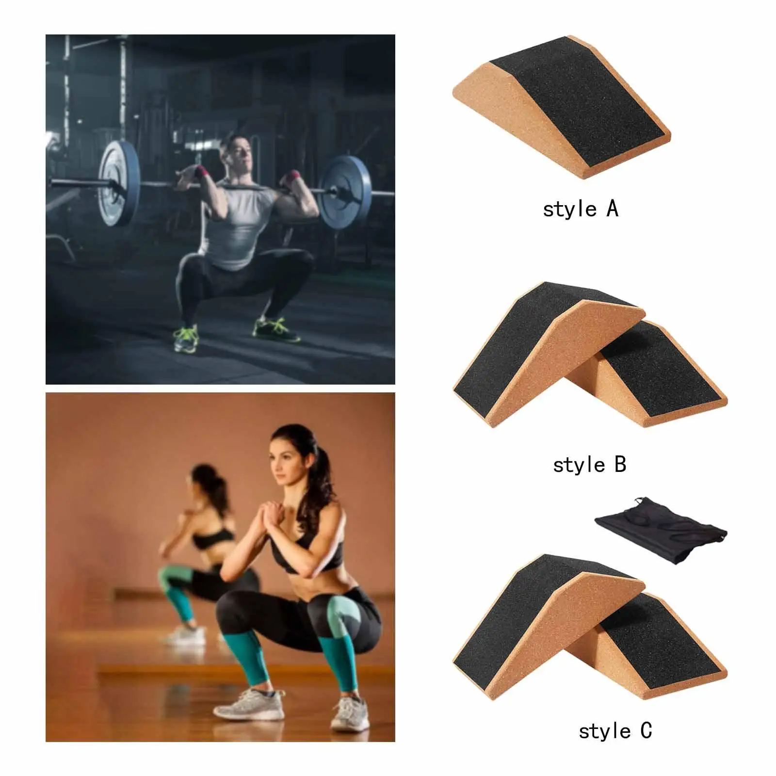 Cork Squat Wedge Yoga Block Fitments Multiuse Yoga Brick Trainer for Pilates Heel Elevated Squats Balance Training