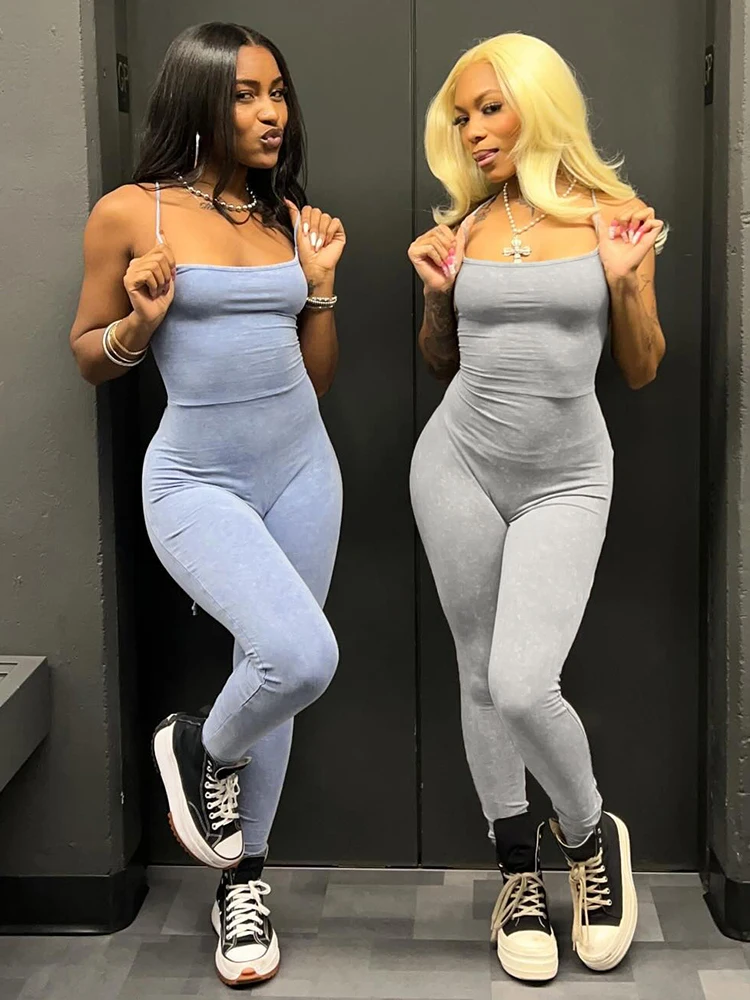 

Weird Puss Print Halter Sexy Jumpsuit Women Peach Buttocks Sleeveless Backless Bandage 2024 Summer Trend Skinny Stretch Overalls