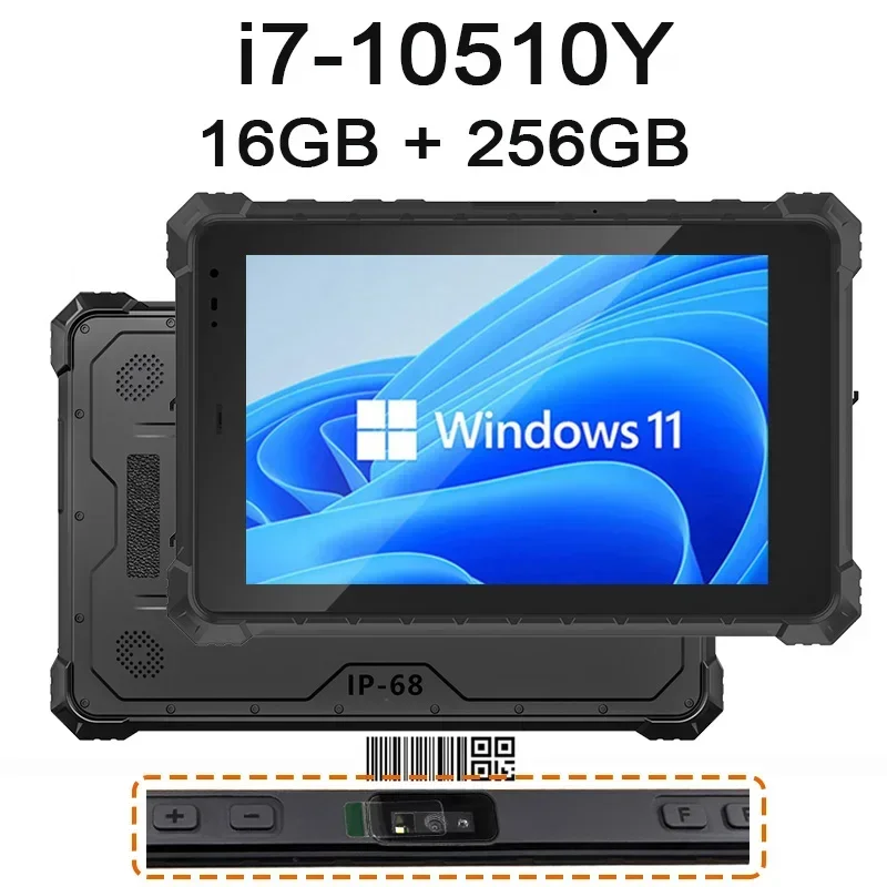 

10-дюймовый Прочный планшет Windows, Intel i7-10510Y 16 ГБ + 256 ГБ RJ45 RS232 4G Lte HDMI сканер штрих-кода, IP68 Водонепроницаемый промышленный ПК