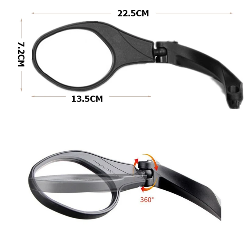 360 Degree Bicycle Mirror Handlebar Mount MTB Road Bike Rearview Safety Cycling Flexible Back Mirrors Folded Blind BC0431