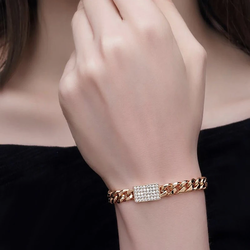 ium ちゅん iumのブレスレット 6 Color Cubic Zircon Bracelets For Women 585 Rose Gold Color