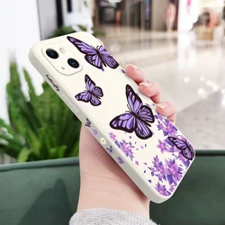 Elegant Purple Butterflies Phone Case Cover for iPhone 13 Mini (White 1)