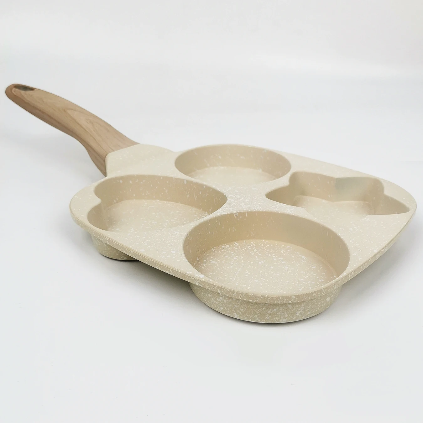 Non-Stick Wood Grain Handle Porous Frying Pan