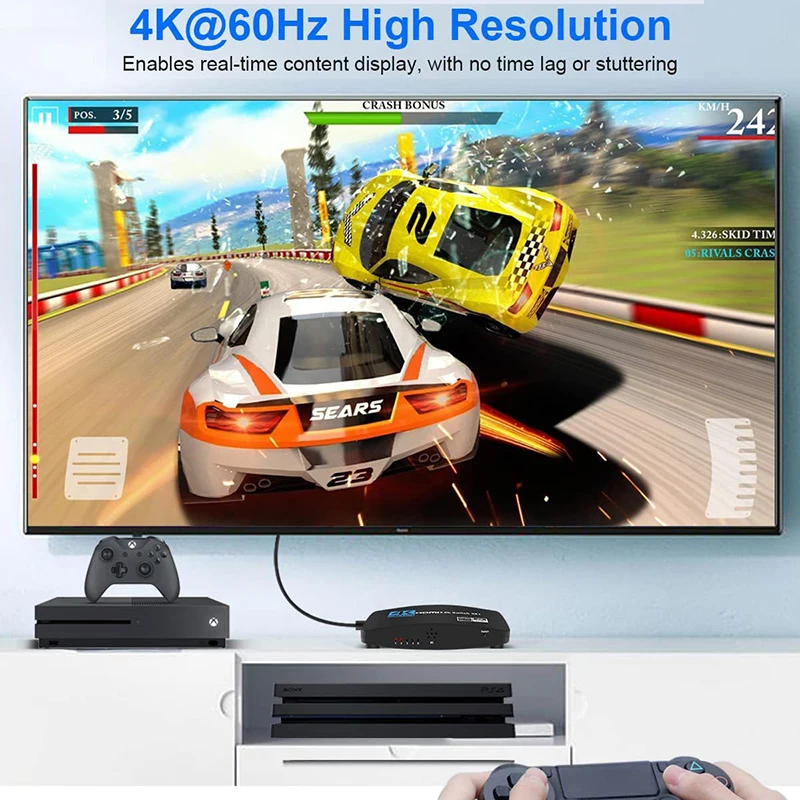 KuWFi-4K 60Hz HDMI ġ, 5x1 ó  ,  , PS4/3 TV ڽ HDTV PC  Ʈ ÷  ÷