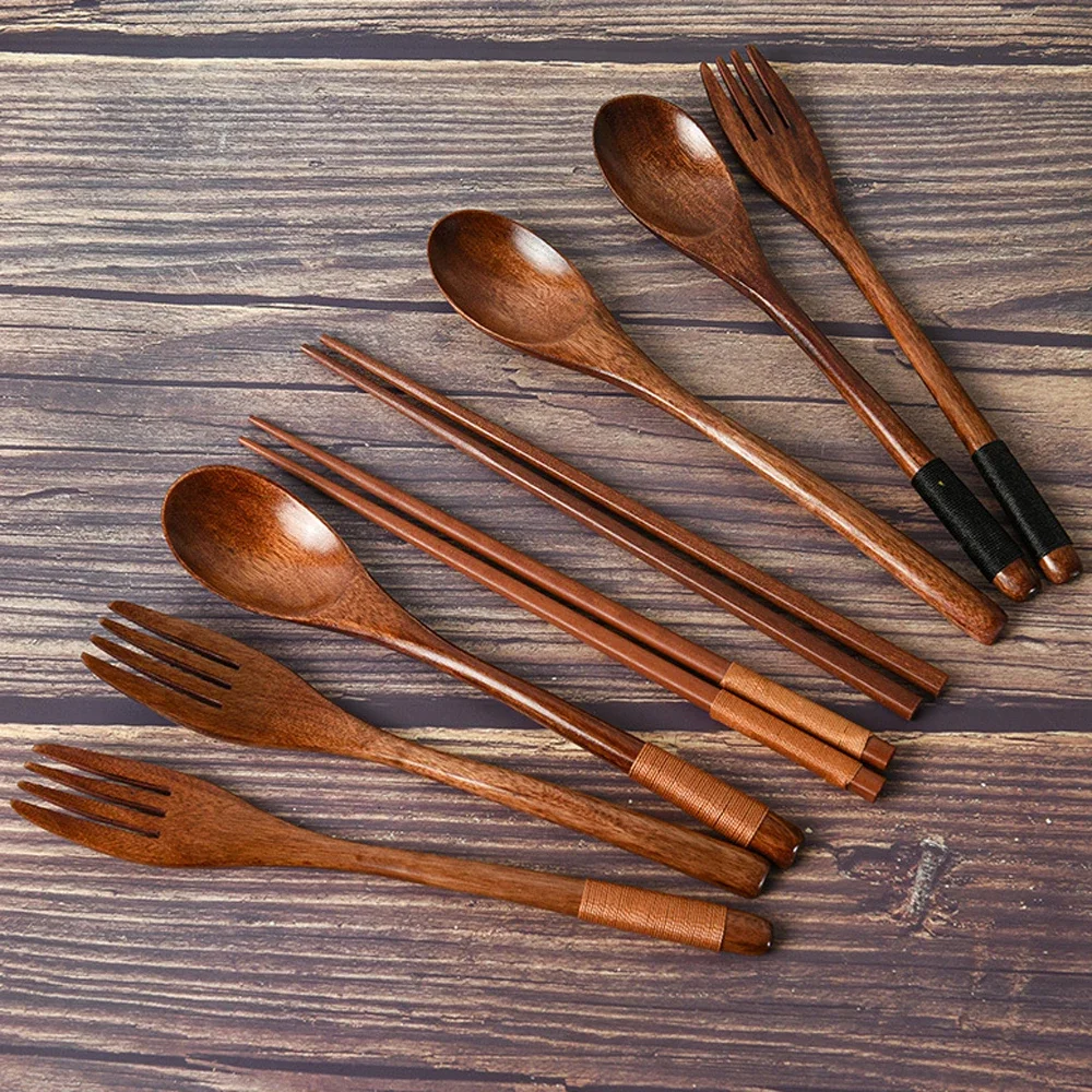Natural Wood Tableware Set 6