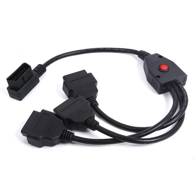 

L голова 16 Pin OBD 1 до 3 разветвитель кабеля провода удлинители штекерным тройной Женский Кабельный разъём с переключателем для нескольких OBD2 327