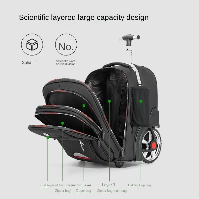 

High-capacity Silent Waterproof Rolling Luggage with Large Wheels for Middle and High School Students