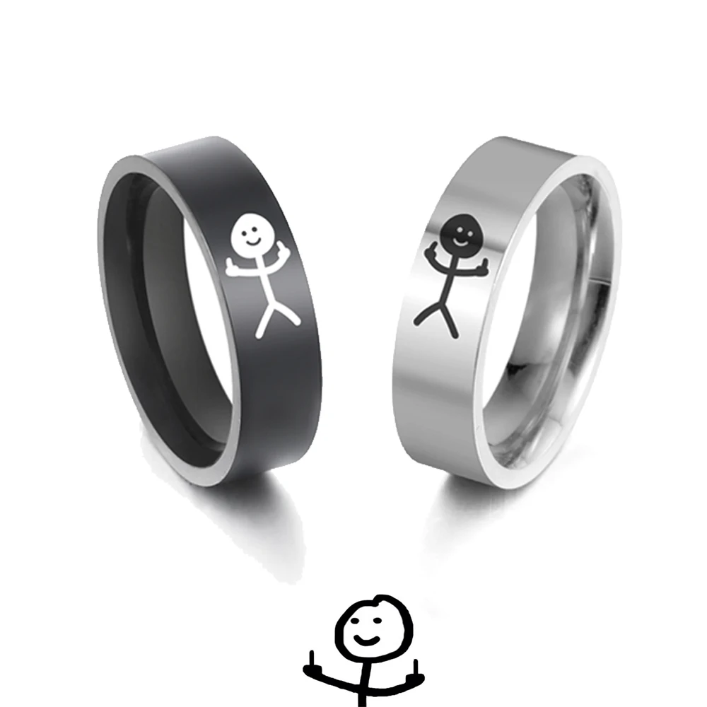 MyShapeFunnyDoodleRingsforWomenMenStainlessSteelCreativeHip