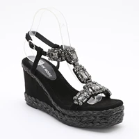 Trendin Mode Women's Velvet High Wedge Sandals 10cm Heel - Image 6