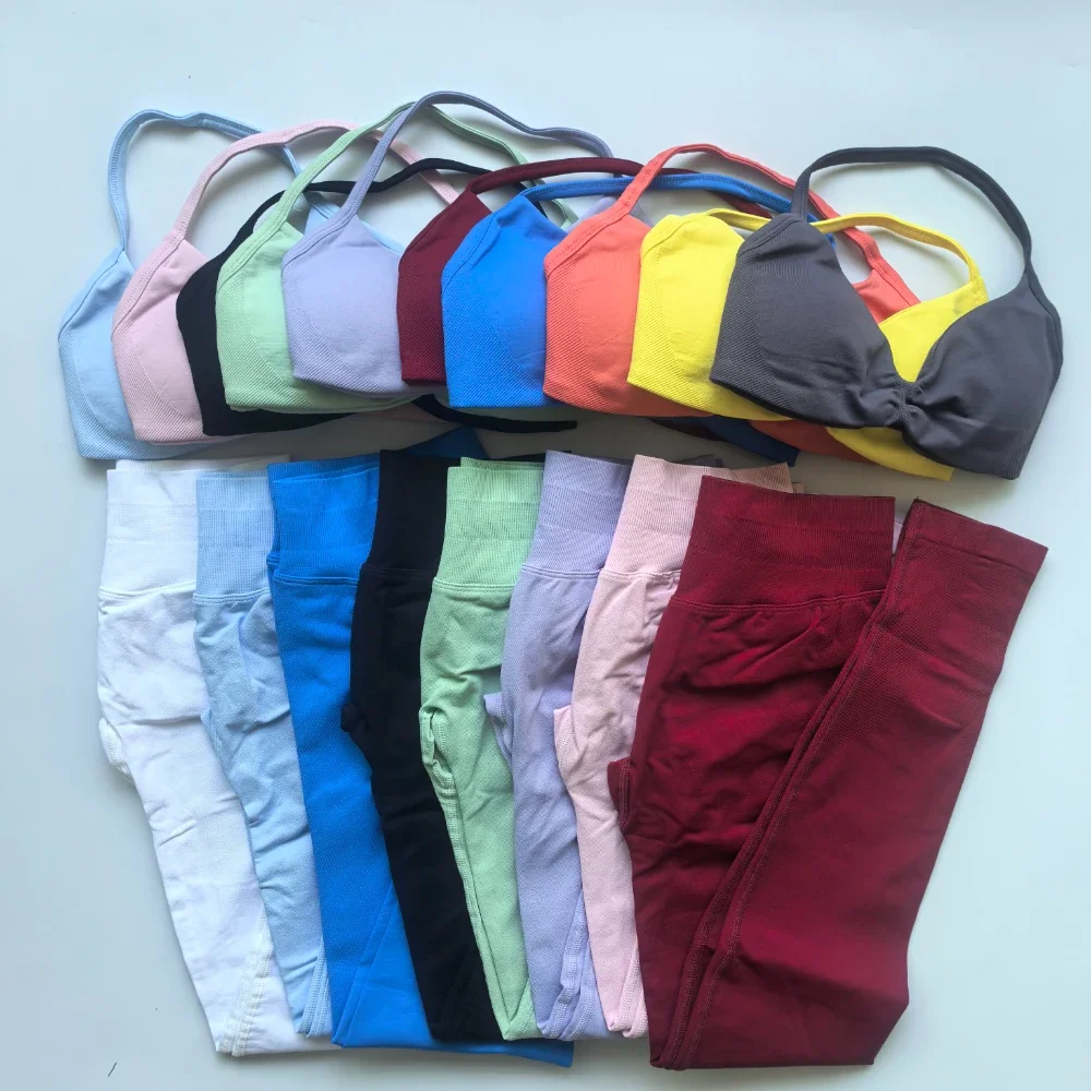 Impact Legging Sets yoga set sports set gym workout set sportswear set fitness set sports bra set yoga pants set 2 Pieces Seamless Yoga Set Women Scrunch Butt Legging Set With Sexy Strappy Backless Sports Bra Gym Suit